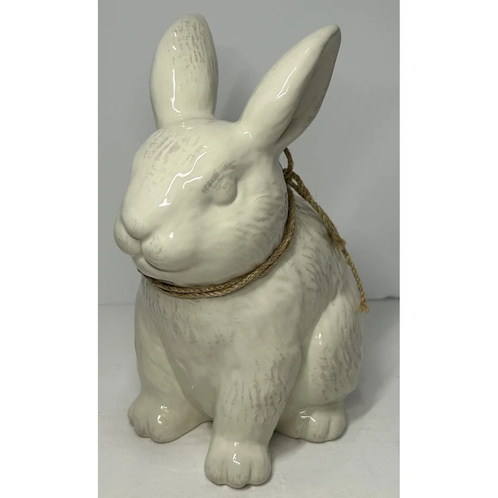 Rabbit‎ Figurine Ceramic White 8.5